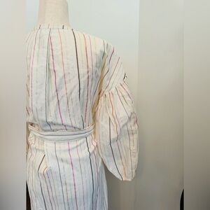 Joie Shirt/Midi Dress with V-neck and Long Sleeves cream